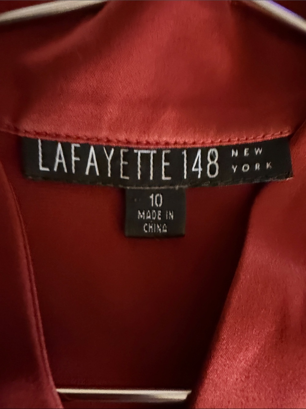 Lafayette 148 New York NWOT 100% Silk Rust Satin Blouse Luxe Minimalist - Picture 5 of 8